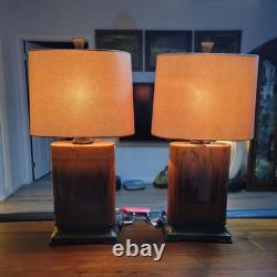 Vintage Drip Glaze Rectangular Ceramic Lamps Burlap Shades
