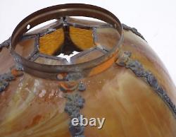 Vintage Drop Hanging Shade Stained Glass Amber Milk Swirl Lamp Light Shade 6