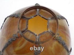 Vintage Drop Hanging Shade Stained Glass Amber Milk Swirl Lamp Light Shade 6