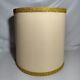 Vintage Drum Barrel Lamp Shade Textured Tan Beige Gold Trim 17 X 15