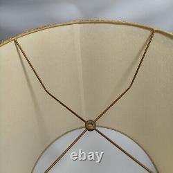 Vintage Drum Barrel Lamp Shade Textured Tan Beige Gold Trim 17 x 15