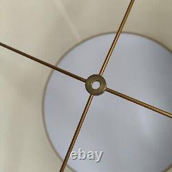 Vintage Drum Barrel Lamp Shade Textured Tan Beige Gold Trim 17 x 15