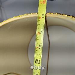 Vintage Drum Barrel Lamp Shade Textured Tan Beige Gold Trim 17 x 15