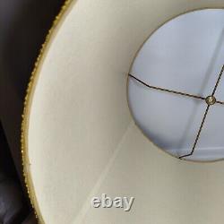 Vintage Drum Barrel Lamp Shade Textured Tan Beige Gold Trim 17 x 15