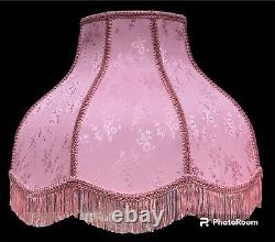 Vintage Dusty Rose Set Of Lampshades With Fringe And Embroidery