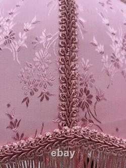Vintage Dusty Rose Set Of Lampshades With Fringe And Embroidery