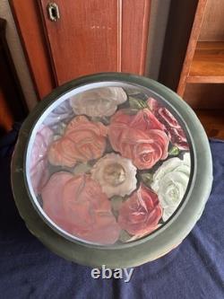 Vintage Embossed Floral Glass Lamp Shade Globe Roses Multicolor 13 × 9