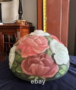 Vintage Embossed Floral Glass Lamp Shade Globe Roses Multicolor 13 × 9