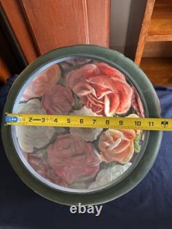 Vintage Embossed Floral Glass Lamp Shade Globe Roses Multicolor 13 × 9