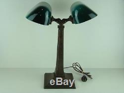 Vintage Emeralite Amronlite Type Bankers Lamp Green Cased Shades Unsigned