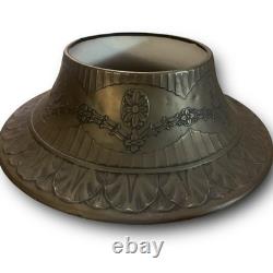 Vintage Empire Style Bronze Over Copper Shade Bouillotte & Ice Glass Flat Shade