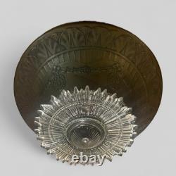 Vintage Empire Style Bronze Over Copper Shade Bouillotte & Ice Glass Flat Shade