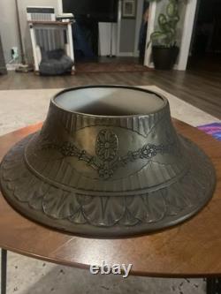 Vintage Empire Style Bronze Over Copper Shade Bouillotte & Ice Glass Flat Shade