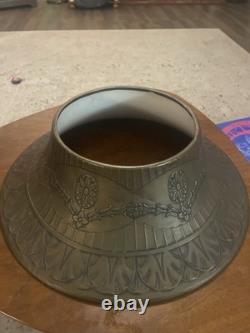 Vintage Empire Style Bronze Over Copper Shade Bouillotte & Ice Glass Flat Shade