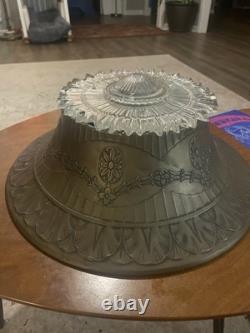 Vintage Empire Style Bronze Over Copper Shade Bouillotte & Ice Glass Flat Shade