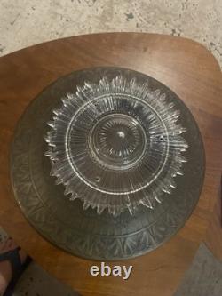 Vintage Empire Style Bronze Over Copper Shade Bouillotte & Ice Glass Flat Shade