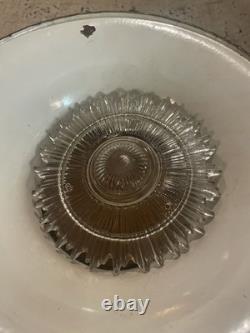 Vintage Empire Style Bronze Over Copper Shade Bouillotte & Ice Glass Flat Shade