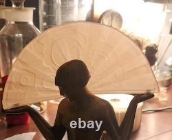 Vintage Espana Guerbe-Le-Verrier replacement frosted Peach glass lamp Shade