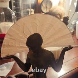 Vintage Espana Guerbe-Le-Verrier replacement frosted Peach glass lamp Shade