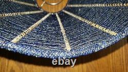 Vintage Extra Large Blue Glass Seed Bead/Wire 12 X 8 Lamp Shade Rare