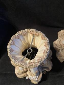 Vintage FABRIC LACE Velvet Boudoir Lamp Light Shades RUFFLES 2 ONLY Unused