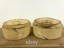 Vintage FIBERGLASS LAMP SHADE PAIR 2 Tier mid century modern floor light 50s 60s