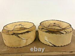 Vintage FIBERGLASS LAMP SHADE PAIR 2 Tier mid century modern floor light 50s 60s