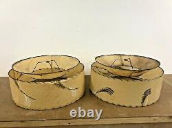 Vintage FIBERGLASS LAMP SHADE PAIR 2 Tier mid century modern floor light 50s 60s