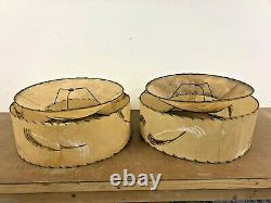 Vintage FIBERGLASS LAMP SHADE PAIR 2 Tier mid century modern floor light 50s 60s