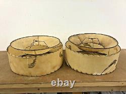 Vintage FIBERGLASS LAMP SHADE PAIR 2 Tier mid century modern floor light 50s 60s