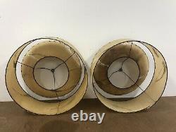 Vintage FIBERGLASS LAMP SHADE PAIR 2 Tier mid century modern floor light 50s 60s