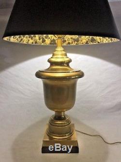 Vintage FREDERICK COOPER Mid Century Antique Brass Trophy Urn Table Lamp & Shade