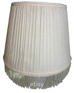 Vintage Fabric Lamp Light Shade Pleated Pleates Fringe Fringed Tassel Tassels