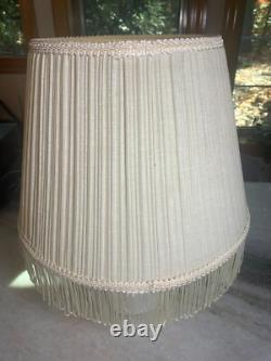 Vintage Fabric Lamp Light Shade Pleated Pleates Fringe Fringed Tassel Tassels