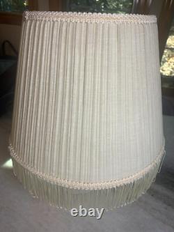 Vintage Fabric Lamp Light Shade Pleated Pleates Fringe Fringed Tassel Tassels