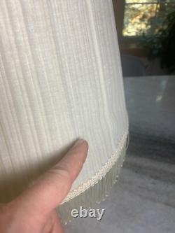 Vintage Fabric Lamp Light Shade Pleated Pleates Fringe Fringed Tassel Tassels