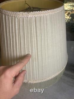 Vintage Fabric Lamp Light Shade Pleated Pleates Fringe Fringed Tassel Tassels