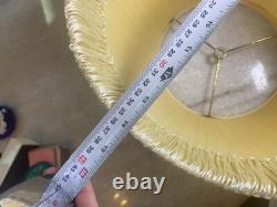 Vintage Fabric Lamp Light Shade Pleated Pleates Fringe Fringed Tassel Tassels