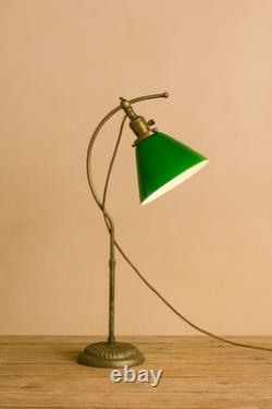 Vintage Faries-Style Copper Bankers Lamp Adjustable Arm 22 Green Glass Vintage Faries-Style Copper Bankers Lamp Adjustable Arm 22 Green Glass