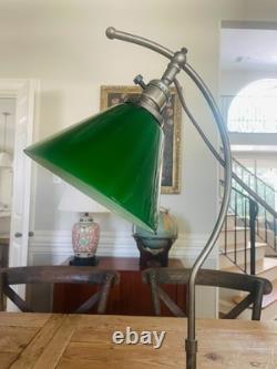 Vintage Faries-Style Copper Bankers Lamp Adjustable Arm 22 Green Glass Vintage Faries-Style Copper Bankers Lamp Adjustable Arm 22 Green Glass