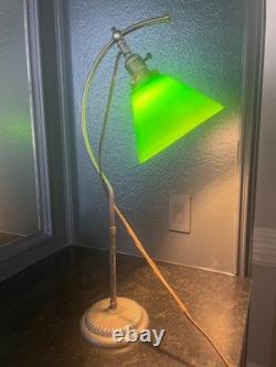 Vintage Faries-Style Copper Bankers Lamp Adjustable Arm 22 Green Glass Vintage Faries-Style Copper Bankers Lamp Adjustable Arm 22 Green Glass
