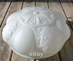 Vintage Farmhouse Big Ceiling Ornate White Milk Glass Lamp Shade 8 x 17