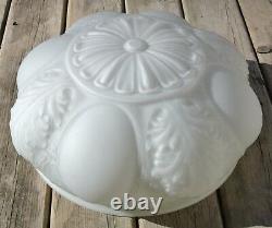 Vintage Farmhouse Big Ceiling Ornate White Milk Glass Lamp Shade 8 x 17