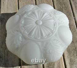 Vintage Farmhouse Big Ceiling Ornate White Milk Glass Lamp Shade 8 x 17