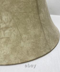 Vintage Faux Leather Lampshade Distressed Beige Tan Large Bell Brown Lighting