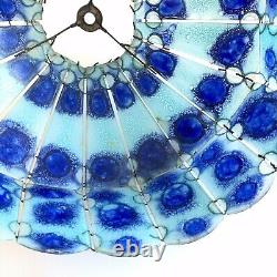 Vintage Felipe Derflingher Blue Mosaic Hanging Lamp Shade Bubble Design