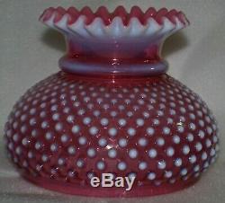 Vintage Fenton 7 Inch Cranberry Hobnail Opalescent Lamp Shade Ruffled Top