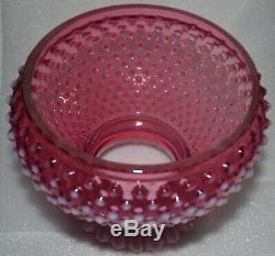 Vintage Fenton 7 Inch Cranberry Hobnail Opalescent Lamp Shade Ruffled Top