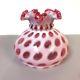 Vintage Fenton Art Glass Cranberry Opalescent Coin Dot Lamp Shade