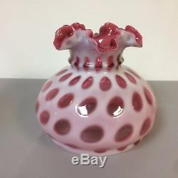 Vintage Fenton Art Glass Cranberry Opalescent Coin Dot Lamp Shade